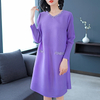 Autumn Women Pleated Solid Color Lady Elegant Long Sleeved Loose Wrinkle Nail Neads Casual Dress