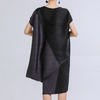 New Wrinkle Design Irregular Color Blocking Dress Large And Loose Dress