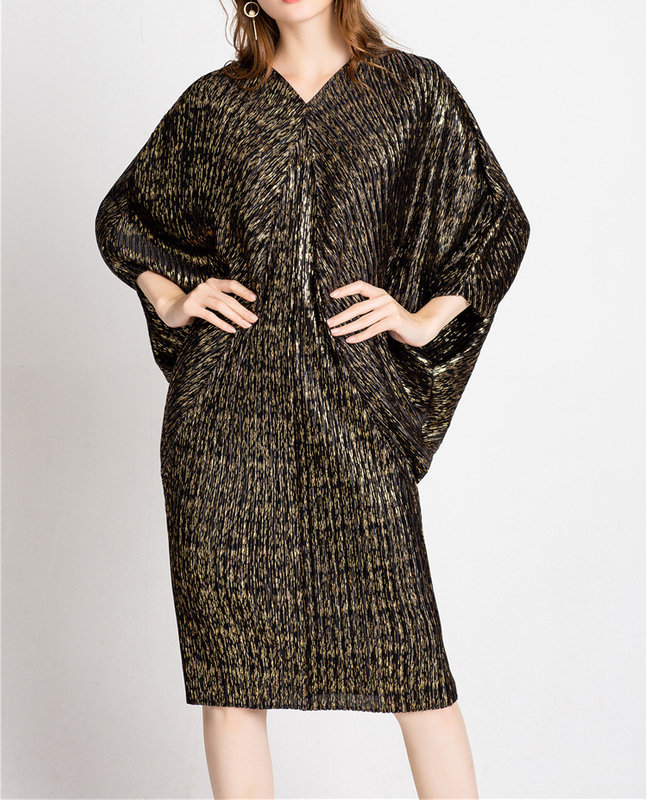 Spring Women Pleated Fashion New Loose Big Size Print Popular Tidal Dress