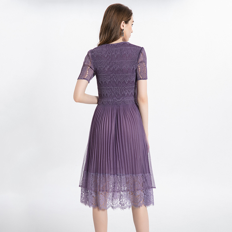 Women Dress Fine Summer Elegant Pleated Fashion New Popular Lace Dress