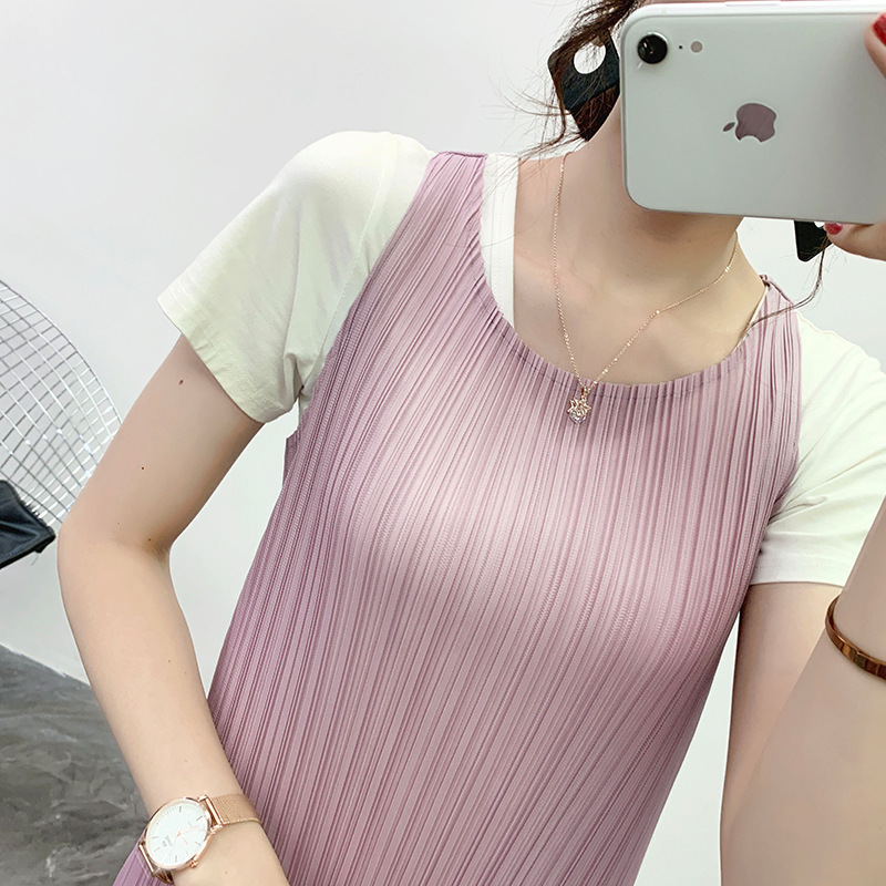 Pleated Suspender Dress 2020 Summer New Japanese Basic Off Shoulder Dress