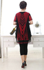 Womens Knit mesh print short sleeve T-shirts with lining double layer shirts