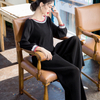 Pleated Sports Suit 2020 Spring New Women's Loose Large T-shirt Fashion Wide Leg Pants Two Pieces Clothing Sets