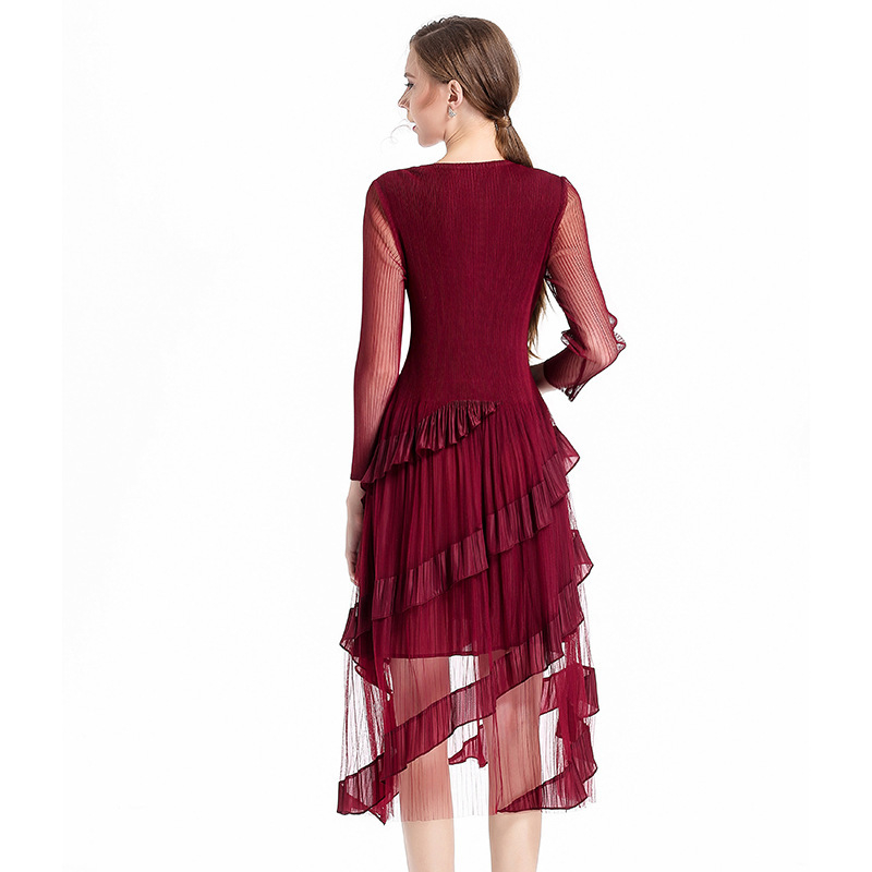 Women Lace New Dress Pleated Lady elegant Dress