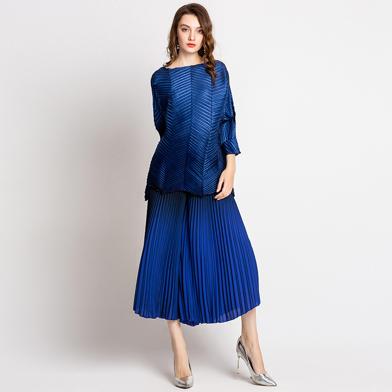 High-end Pleat Women Fashion High Waist Lady Loose Pants Trousers