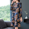 Fashion Vintage Print Large-size Pleated Dress Autumn New Style Women's Dress