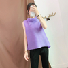 Women Tops Shirts Pleated Pure Color Classic Pleated Folded Small Vest Large Sleeveless Loose Fashion Underwear