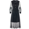 Women Lace Large Dress 2020 Spring New Slim Pleated Long Patchwork Dress