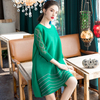 Foreign Style Large Red Pleated Dress 2020 Spring New Belly Covering Dress