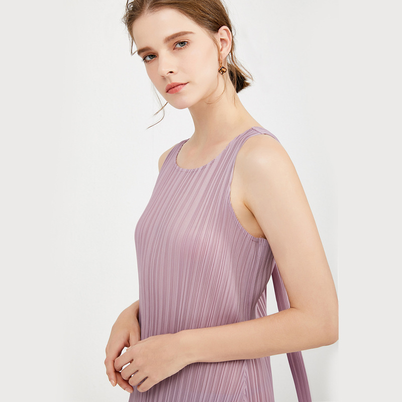 Women Pleated Dress 2020 Spring New Fashion Sexy One Button Sling Split Dress