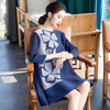 Loose Large Red Foreign Dress New Women's Fashion Print Beaded Pleated Dress Spring 2020