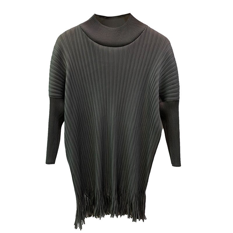 Women Pleated Fringe Tops Spring 2020 New Loose Pleated Pleated Bottoming T-shirt