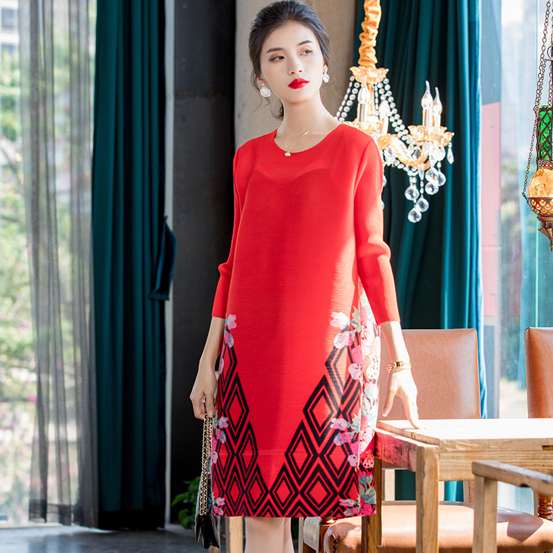 Fashionable Large Size Belly Covering Dress New Women's Dress In Early Spring 2020 Printed Loose A-line Dress