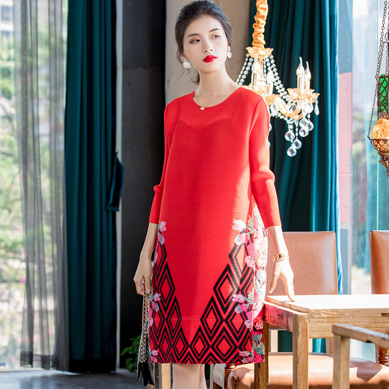 Fashionable Large Size Belly Covering Dress New Women's Dress In Early Spring 2020 Printed Loose A-line Dress