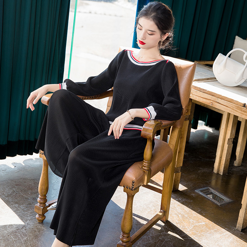 Women Pleated Tops 2020 New Spring Leisure Pants Fashion Two Pieces Clothing Set