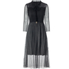 Fashion New Large Size Dress 2020 Spring New Mesh Patchwork Pleated Dress