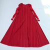 Autumn Women New Embroidered Round Neck Solid Color Pleated Long Sleeve Dress