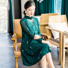 Red Bottomed Long Sleeve Pleated Embroidery Dress New Relaxed A-line Dress Spring 2020
