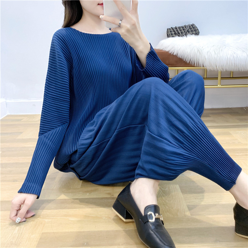 2020 New Pleated Wide Leg Pants Women's Pleated Pants Small Leg Harun Pants