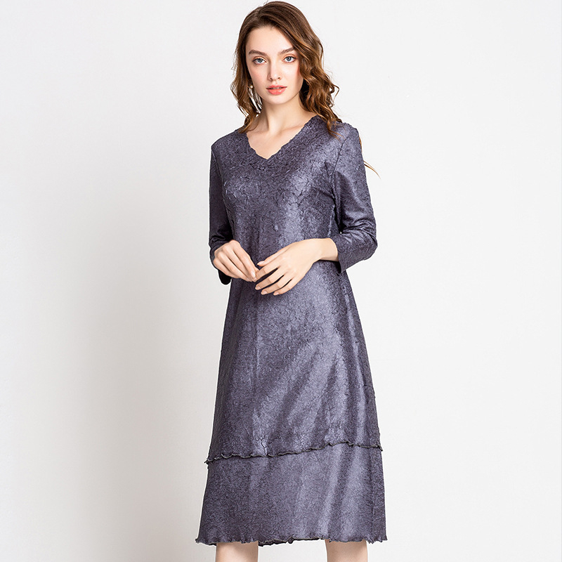 Spring Autumn Women Fashion New Pleated Popular Long Sleeves Dress