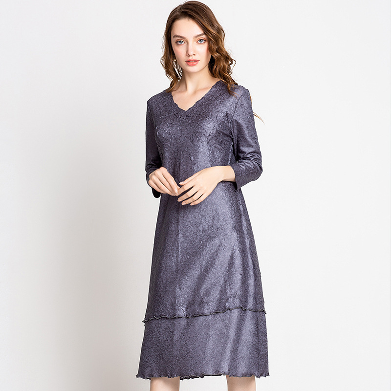 Spring Autumn Women Fashion New Pleated Popular Long Sleeves Dress