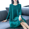 Nail-beaded Dress Loose Large-size Embroidered Long-sleeved Pleats Dress