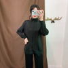 Autumn Winter Women Pleated Zipper Jacket Coat Popular Loose Outfit