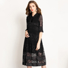 Spring Autumn Women Pleated Fashion New Tidal Lace Elegant Women Dresses
