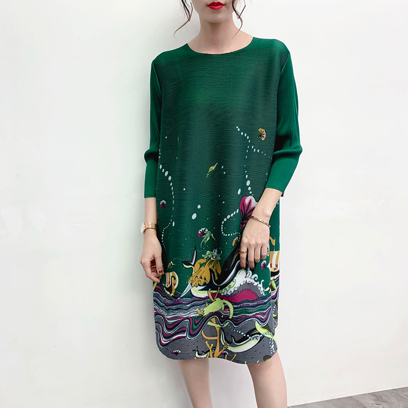 Oversized Pleated Dress Spring 2020 New Fashion Print Dress