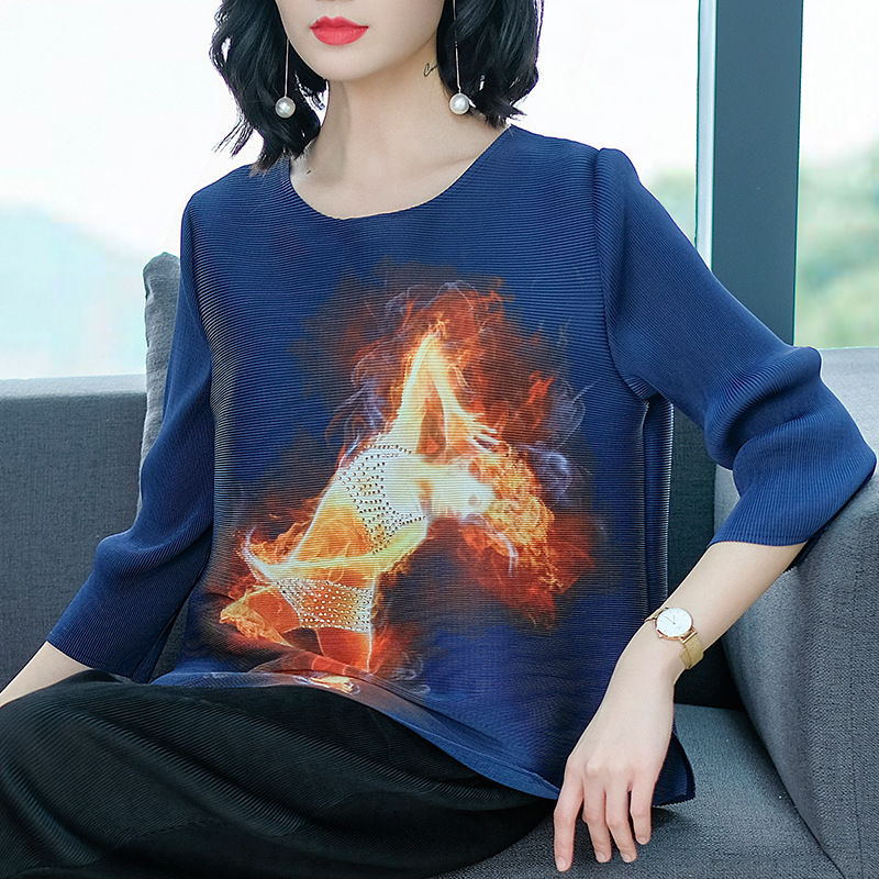 Spring Women Fashion New Tidal Loose Pleated Tops Shirts
