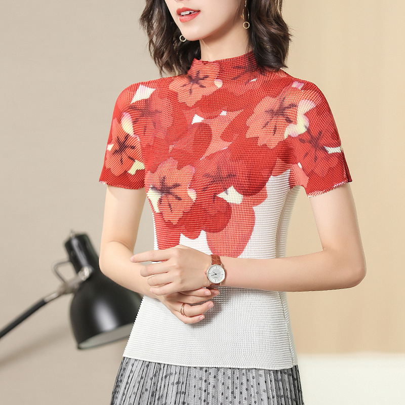 Women's Summer Short Sleeves Floral Print Tops New Big Size Printed Popular Shirt
