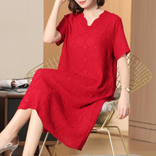 Large Dresses Summer New Women's Loose Short-sleeved Embroidered Dresses