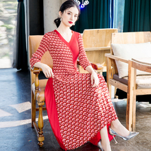 Women Spring 2020 New Foreign Style Printed Large Pleated Dress
