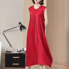 Sleeveless Large Loose Pleated Dresses Pure Colors Summer New Women's A-shaped Dresses
