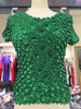 Women Elastic Popcorn Tops short Sleeves Shirts Coin shirts