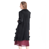 Women Pleated Fashion Jacket Boutique Spring Outerwear Casual X-long Slim Coat
