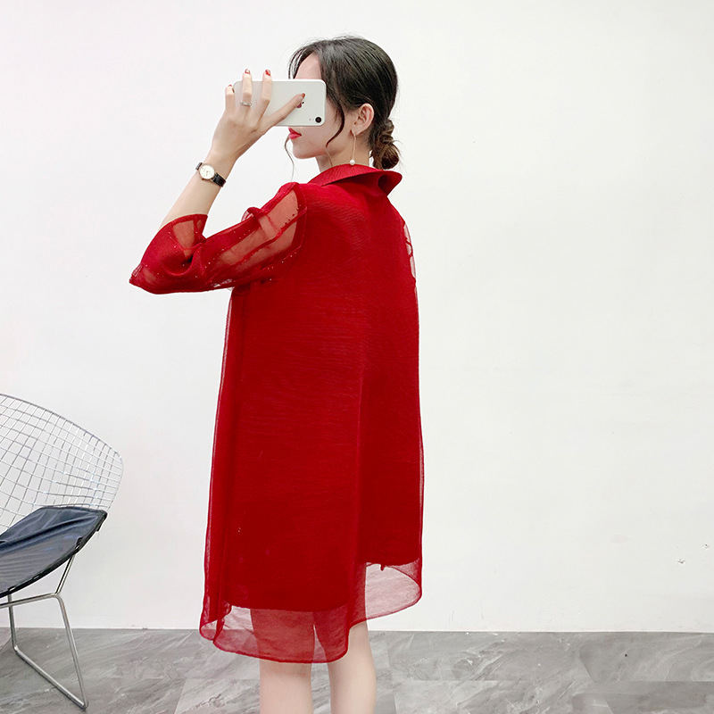 Pleated 2019 Winter New Large Women's Temperament Loose Big Size Dress