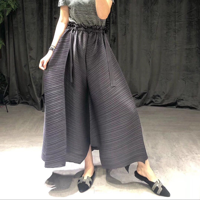 Autumn Women Pleated Trousers Loose Fashion Big Legging Pants