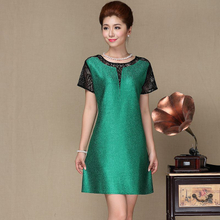 New Arrival Women Pleated Office Lady A-line Patchwork Short Lace Knee-length Lady Elegant O-neck Autumn Dresses