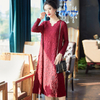 New Heavy Industry Embroidered Large Pleated Dress Long Sleeve Fashion Mother's Dress In Early Spring 2020