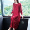 Pleated Large Dress New Long Sleeve Loose Belly Covered Dress In Autumn 2019