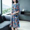 Spring New Women Pleated Fashion New Print Long Loose Big Size Dresses