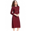 New Original Europe Circle Pattern Slim All-match Spring A-line Office Lady O-neck Dress