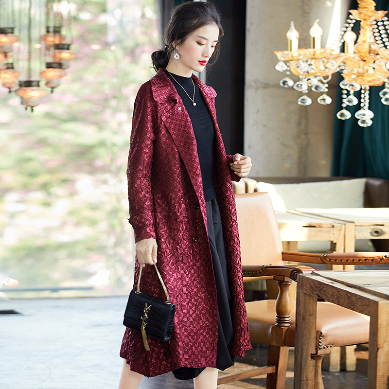 Pleated Autumn Winter New Large Windbreaker Coat Loose Fashion Double Breasted Drape Jacket