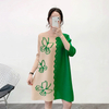 Fashionable Women Large Size Belly Covering Pleated Dress New Printed Loose Dress Early Spring 2020