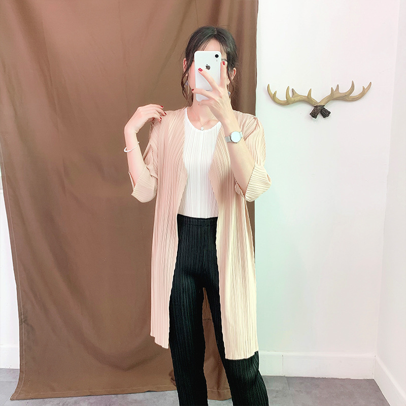 Autumn Women Pleated Jacket Loose Solid Color Fashion Coat