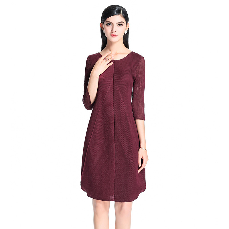 Women Pleated Chiffon Dress Fashion New Spring Female Pleated Dress