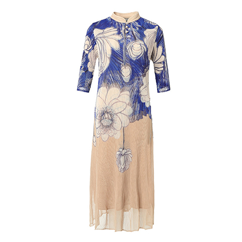 French Print Improved Cheongsam Dress Spring New Women's Chinese Style Plus Size Slim Mother's Dress