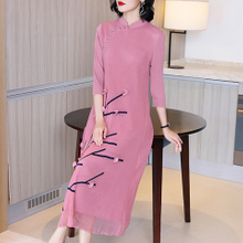 Slim Temperament Plus Size Dress Spring New Feminine Mother Pleated Knee Length Dress