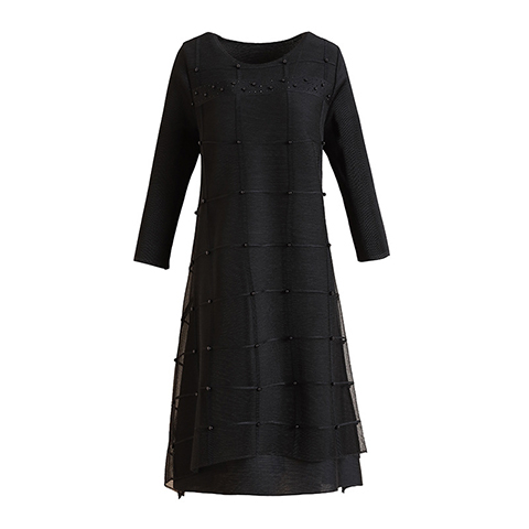 High End Pleated Dress Black Spring Dress 2021 New Women's Loose A-line Dress